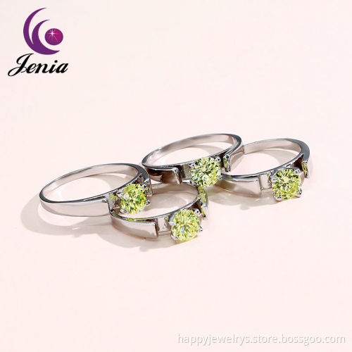 Jenia Wholesale Jewelry Women Rings Green Zircon Copper Rings For Women